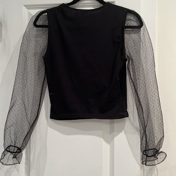 Dynamite slightly cropped wrap shirt with chiffon sleeves - Picture 2 of 3